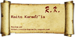 Raits Karméla névjegykártya